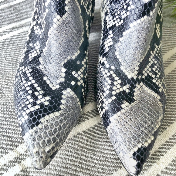 MARC FISHER Jarli Snake Print Leather Heeled Booties - Picture 7 of 13
